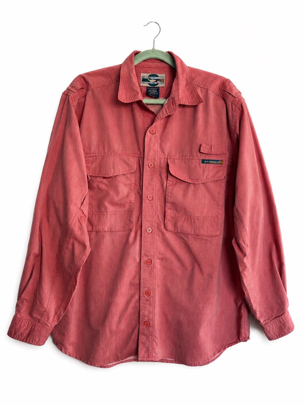 ExOfficio Adventure Travel Men’s L Long Sleeve Vented Hiking Shirt Coral